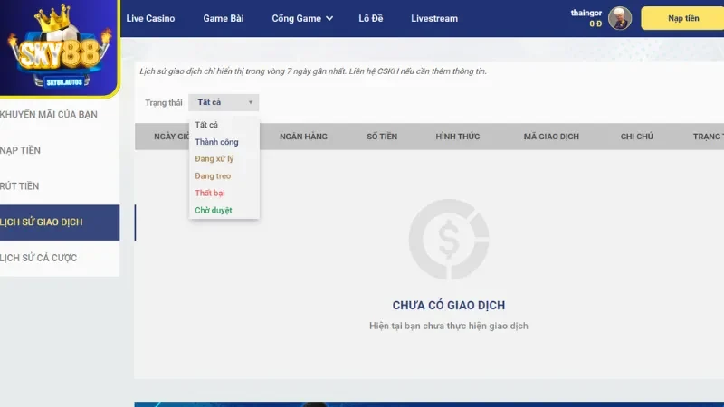 Lưu ý khi đổi thưởng tại SKY88