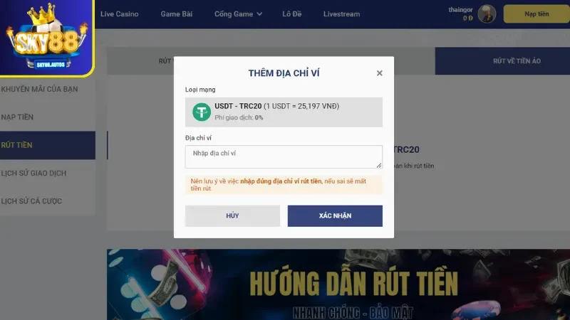 Những lỗi thường gặp khi rút tiền SKY88